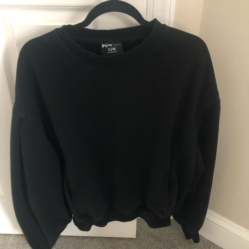 POPFLEX Black Crewneck Brunch Sweater Sweatshirt. Size S/M.